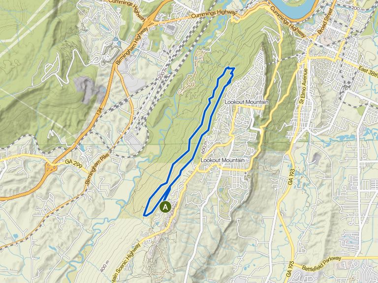 Bluff Trail & Upper Truck Trail loop — Lookout Mountain | run | Komoot